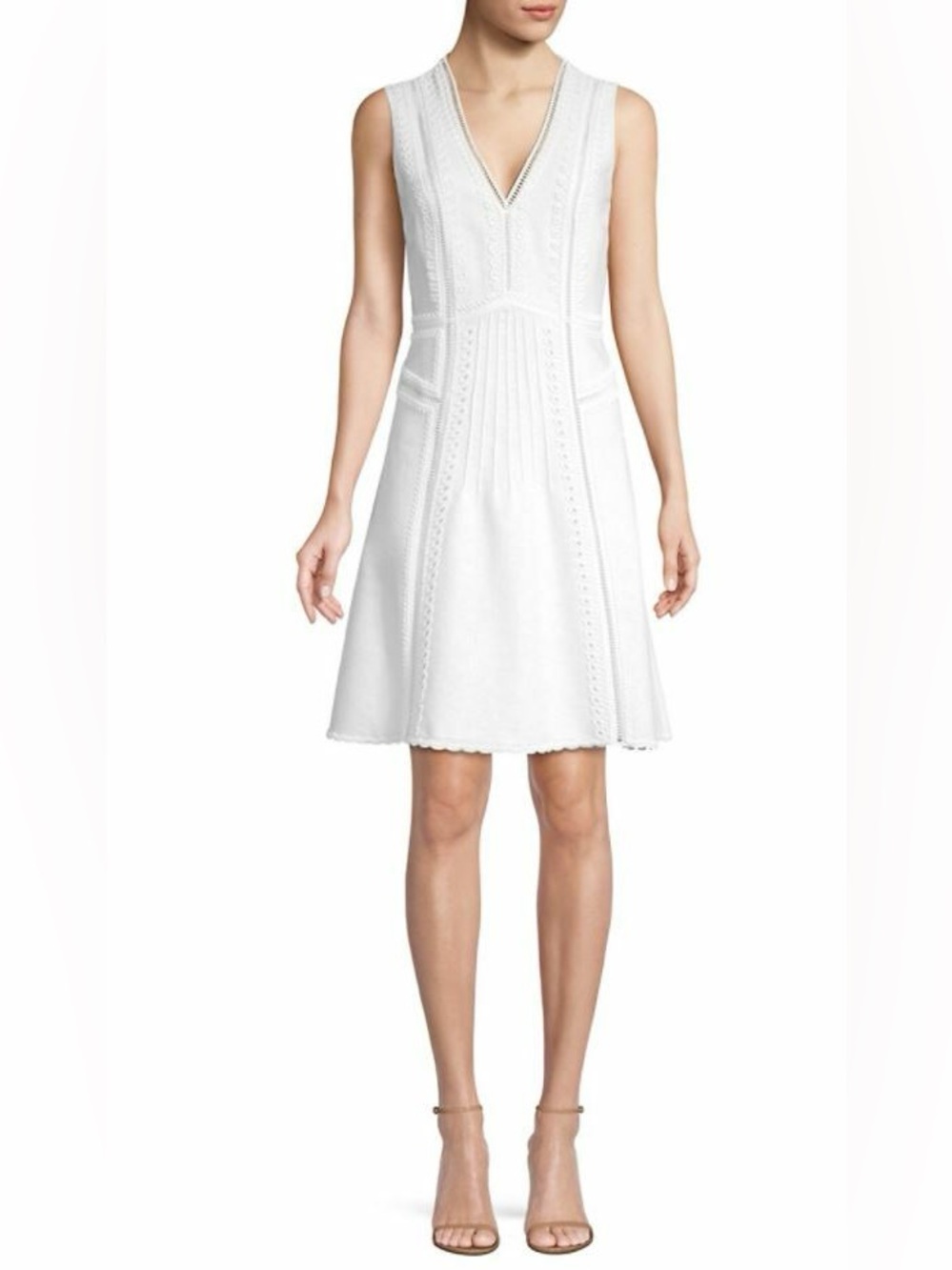 KOBI HALPERIN MIMI BEADED LINEN-BLEND DRESS WHITE 0 BRIDAL